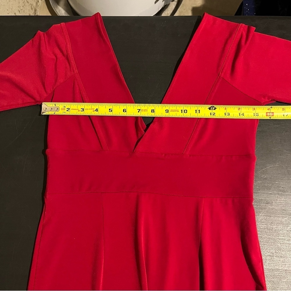 Moda International women's dress red size M Stretch Sexy V-neck Bodycon - Picture 5 of 7